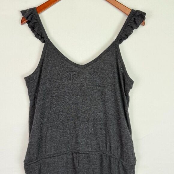 Chaser Triblend Flutter Ruffle V Neck Drawstring Lounge Comfy Jumpsuit Grey M - Picture 6 of 9